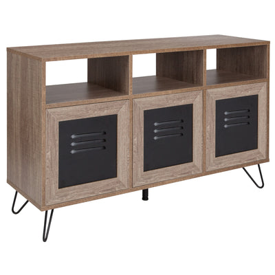 Woodridge Collection 44"W 3 Shelf Storage Console/Cabinet with Metal Doors - View 1
